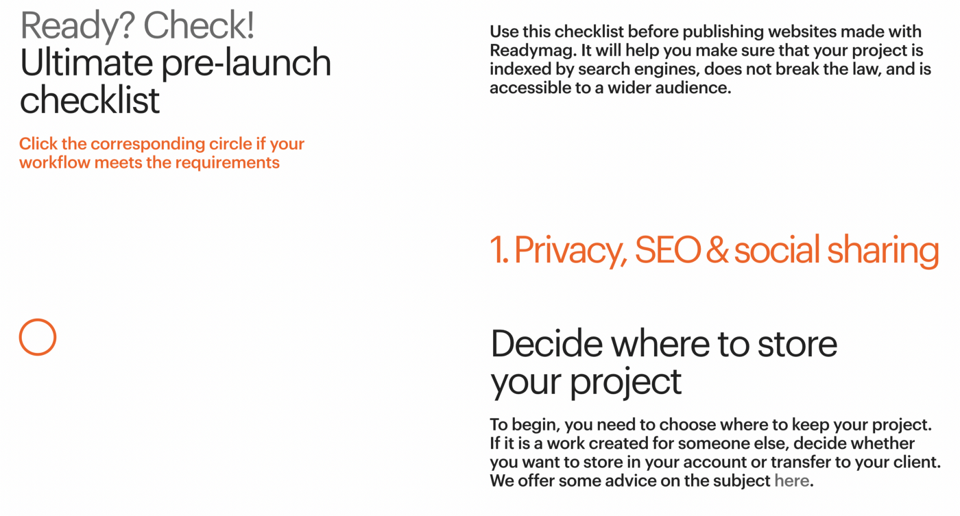 readymag blog pre-launch check list