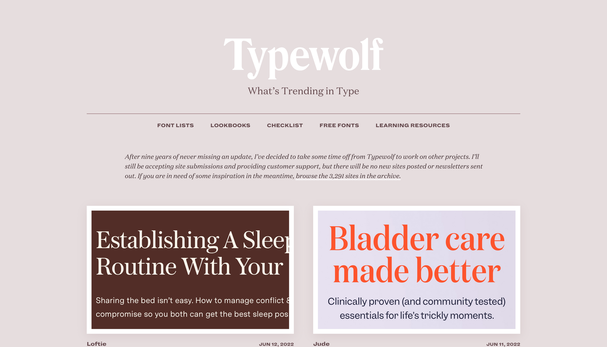 Readymag blog Typewolf cover page