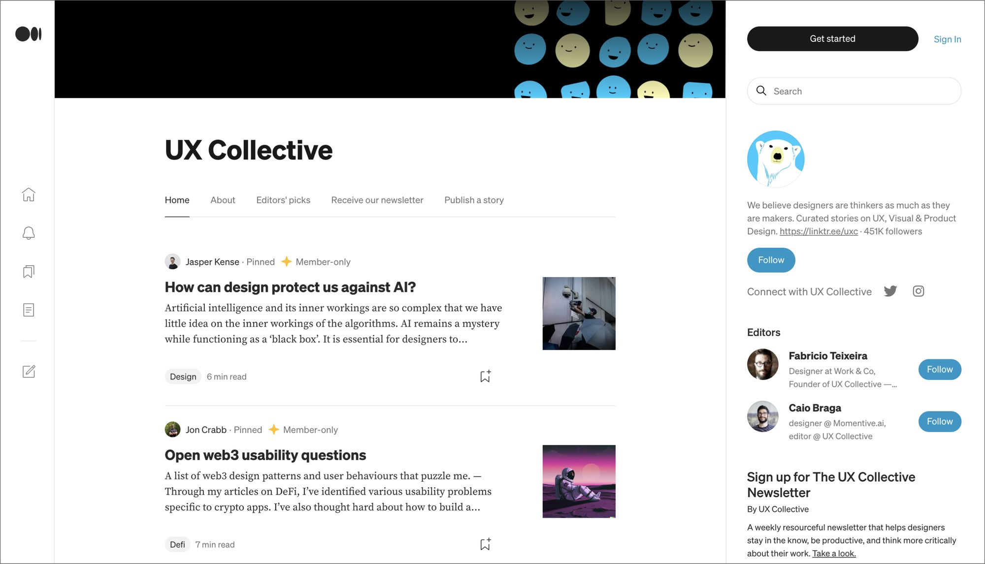 Readymag blog UX collective blog cover page