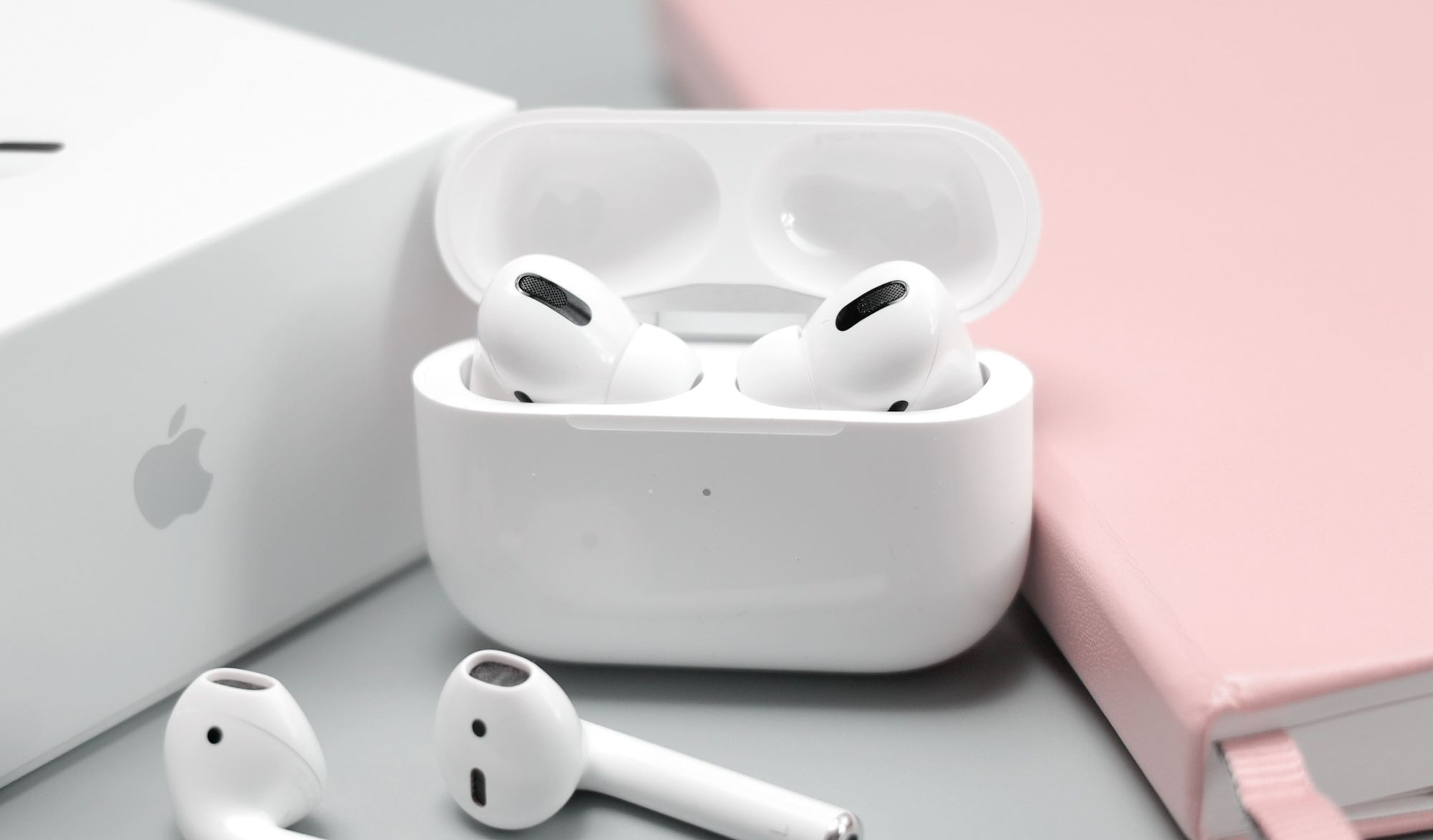 Apple AirPods in a charging case