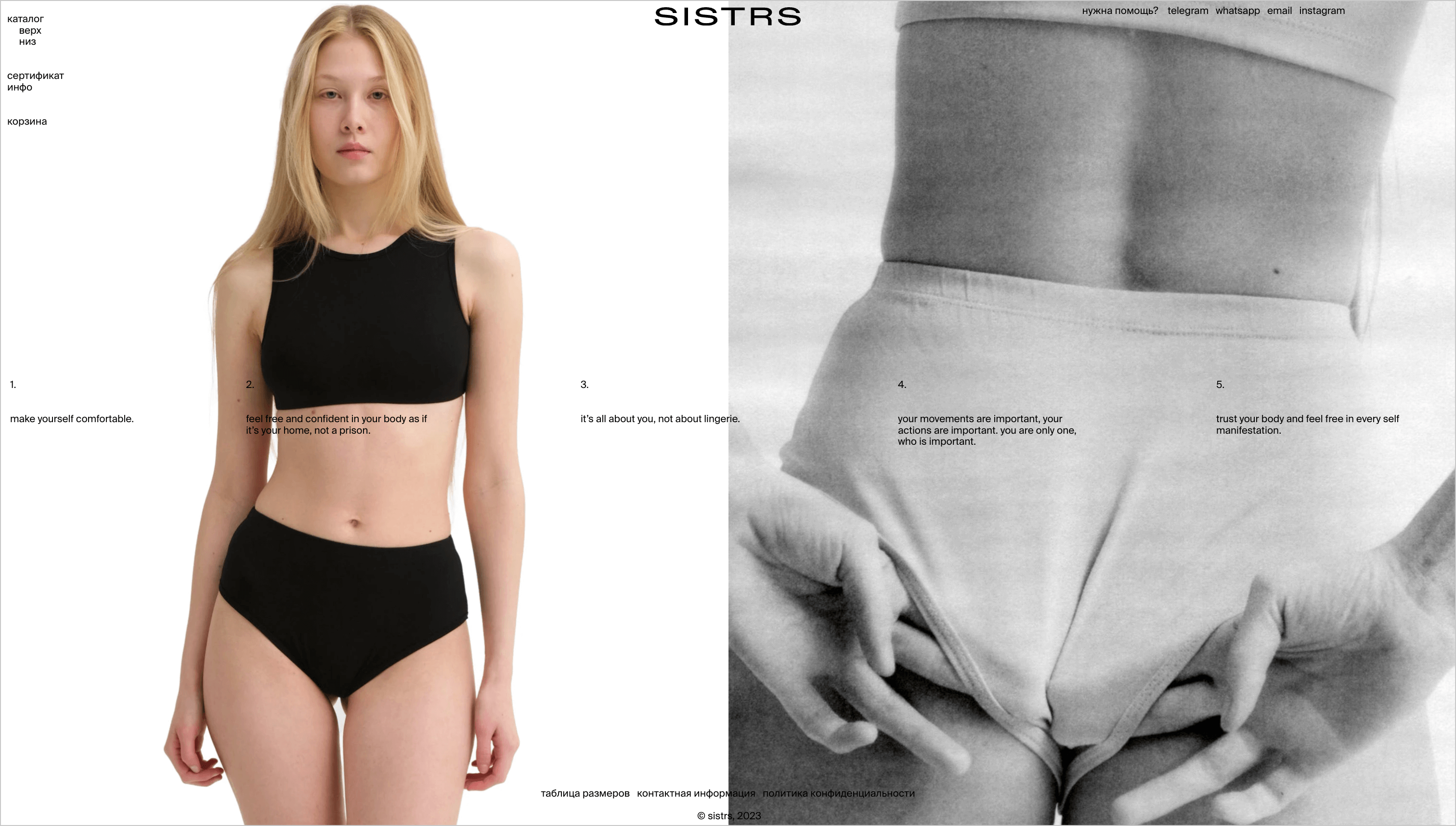 readymag blog_Sistrs lingerie brand website Rybin