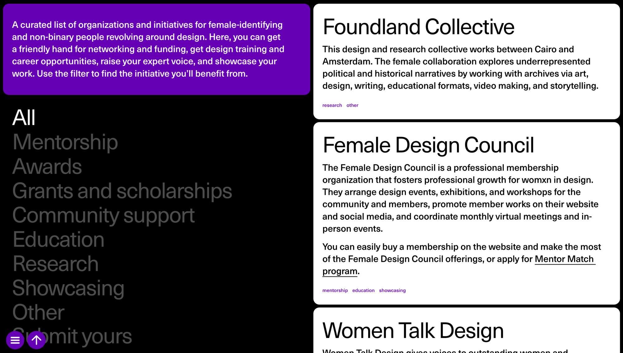 readymag blog_The Resources section of Designing Women, 2024 edition