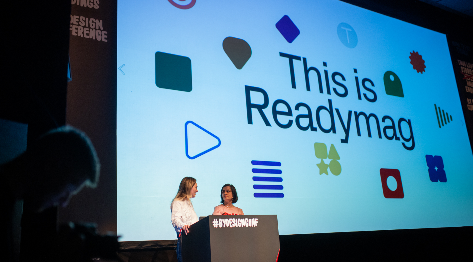 readymag blog_diana kasay and alya datii speaking at the by design conference, Dávid Hanko